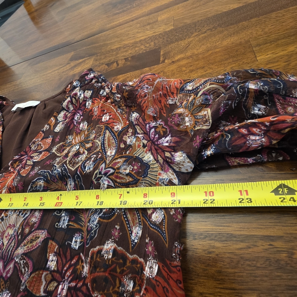 LOFT Multicolor Floral V-Neck Blouse Medium.           ‎   Sku 6 - Picture 8 of 10